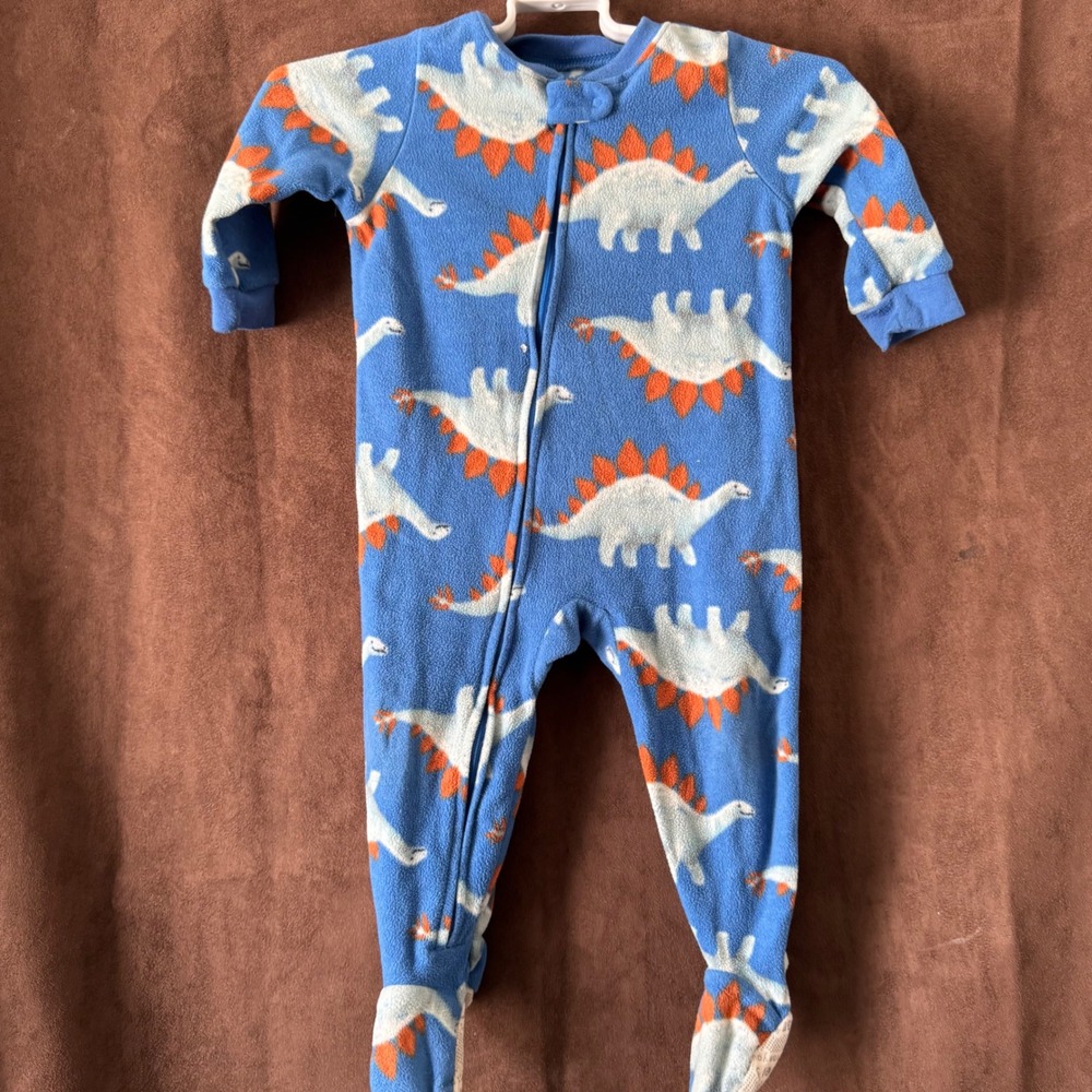 Carters Just One You Blue Fleece Dinosaur Stegosaurus Footed Pajamas 18M